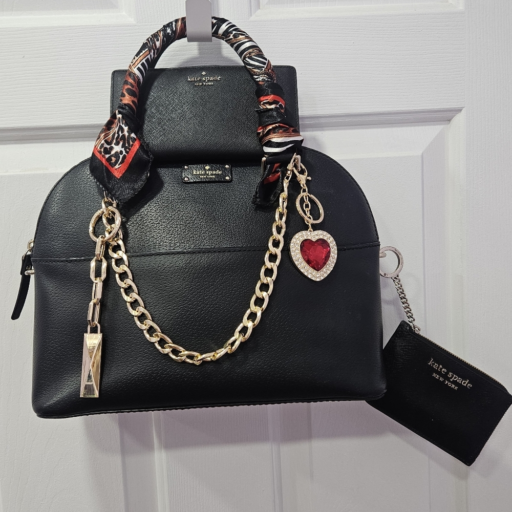 Kate Spade 3 PC SET - Black Dome Satchel, Wallet, & Card Holder - EUC - Picture 14 of 15